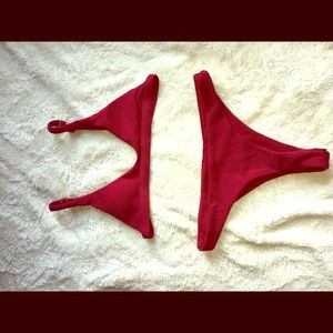 Deep Burgundy Sexy crew neck swim bikini